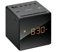 Sony FM/AM Modern Small Cube Clock Radio with Alarm and Snooze - Black, ICF-C1