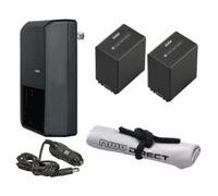 Sony Handycam HDR-XR550V High Capacity Intelligent Batteries (2 Units) + AC/DC Travel Charger + Nwv Direct Microfiber Cleaning Cloth.