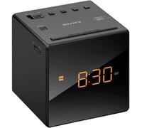 Sony FM/AM Modern Small Cube Clock Radio with Alarm and Snooze - Black, ICF-C1