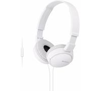 Sony MDR-ZX110AP Wired Overhead Headphones with Microphone, Neodymium Dynamic Drivers, Swivel Fold Design - White