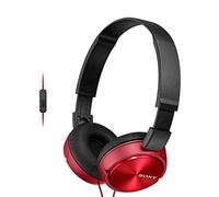 Sony MDR-ZX310AP On-Ear Overhead Wired Headphones with Microphone, Swivel Fold, 3.5mm Headphone Jack - Metallic Red