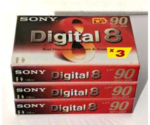 Sony N8-60 DIGITAL 8 - 3 PACK Camcorder Video Tapes - NEW & SEALED