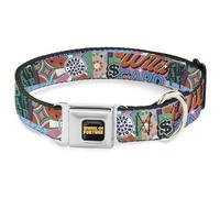 Sony Pictures Pet Collar, Dog Collar Metal Seatbelt Buckle, Wheel of Fortune Logo and Wild Card Collage Multi Color, 11 to 16.5 Inches 1.0 Inch Wide
