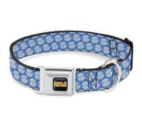 Sony Pictures Pet Collar, Dog Collar Metal Seatbelt Buckle, Wheel of Fortune Monogram Logo Blue White, 9.5 to 13 Inches 1.0 Inch Wide