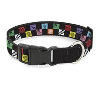 Sony Pictures Pet Collar, Dog Collar Plastic Buckle, Wheel of Fortune Checker Icons Black Multi Color, 20 to 31 Inches 1.5 Inch Wide