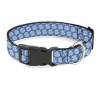 Sony Pictures Pet Collar, Dog Collar Plastic Buckle, Wheel of Fortune Monogram Logo Blue White, 13 to 17 Inches 1.5 Inch Wide