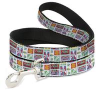 Sony Pictures Pet Leash, Dog Leash, Wheel of Fortune Prize Blocks Collage White Multi Color, 4 Feet Long 1.0 Inch Wide