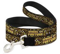 Sony Pictures Pet Leash, Dog Leash, Wheel of Fortune Title Logo Sequin Dots Black Oranges Yellow, 4 Feet Long 0.5 Inch Wide