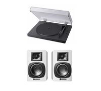 Sony PS-LX310BT Bluetooth Turntable with Audio Technica AT-SP3X White Powered Bookshelf Speakers HiFi Package