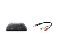 Sony PS-LX310BT Bluetooth Turntable with built-in Phono Pre-Amp, 2 speeds and 3 gain modes, Black & Goobay 50600 3.5 mm Audio Cable Adapter, Male to Stereo RCA Female, Black, 0.2 m Cable Length