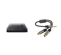 Sony PS-LX310BT Bluetooth Turntable with built-in Phono Pre-Amp, 2 speeds and 3 gain modes, Black & KabelDirekt - 0.2m 3.5mm to RCA Adapter (Adapter 2 x RCA female to 3.5mm male) PRO Series