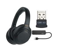 Sony WH-1000XM4 Wireless Noise Canceling Over-Ear Headphones (Black) with Knox Gear 4-Port USB 3.0 Hub and USB Bluetooth Dongle Adapter Work from Home Bundle (3 Items)
