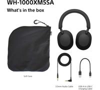 Sony WH-1000XM5SA Premium Noise Cancelling Wireless Over-Ear Headphones, Bluetooth, Clear Call Quality, Hi-Res Audio, Up to 30hr Battery Life, Includes Soft Case, iOS & Android - Black