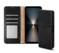 (Sony Xperia 1 VI, Black) For Xperia 1 (VI) Leather Book Flip Wallet Case