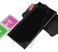 Sony Xperia L2 Silicone Case Dark Cover Bumper +9H Glass Film