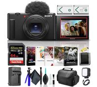 Sony ZV-1 II Vlog Camera for Content Creators and Vloggers Black ZV-1M2/B, 64GB Card, Corel Photo Software, NP-BX1 Battery, Card Reader, LED Light, Soft Bag, Charger, Flex Tripod, and More