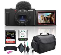 Sony ZV-1 II Vlog Camera for Content Creators and Vloggers Black ZV-1M2/B, 64GB Memory Card, Card Reader, Deluxe Soft Bag, Flex Tripod, Memory Card Wallet, Cleaning Kit