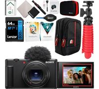 Sony ZV-1 II Vlog Camera with 4K Video & 20.1MP for Content Creators and Vloggers Black ZV-1M2/B Bundle with Deco Gear Case + 64GB Memory Card + Grip/Tripod 2 in 1 + Software + Accessories Kit