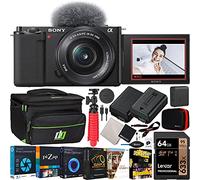 Sony ZV-E10 Mirrorless Alpha APS-C Vlog Camera Body and 16-50mm F3.5-5.6 Zoom Lens ILCZV-E10L/B Black Bundle with Deco Gear Photography Case + Extra Battery + Photo Video Software & Accessories Kit