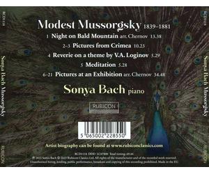 SONYA BACH MUSSORGSKY: PICTURES AT AN EXHIBITION; PICTURES FROM CRIMEA; NIGHT ON