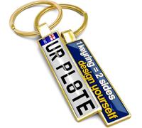 SONZE Custom Number Plate Keyring with Name Text Logo Photo Initial - License Plate Keyring Vehicle Reg Plate Keychain Keyfob Car Accessory Personalised Gifts