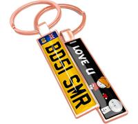 SONZE Personalised Number Plate Keyring - Custom Car Keychain with Name, Text, Logo or Photo | UK Registration Plate Keyring | Customised Gifts for Car Lovers (5. Rosegold)