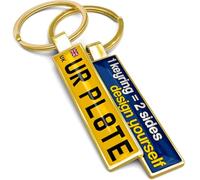 SONZE Personalised Number Plate Keyring - Custom Car Keychain with Name, Text, Logo or Photo | UK Registration Plate Keyring | Customised Gifts for Car Lovers (4. Gold)
