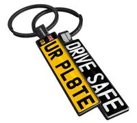 SONZE Personalised Number Plate Keyring - Custom Car Keychain with Name, Text, Logo or Photo | UK Registration Plate Keyring | Customised Gifts for Car Lovers (2. Glossy Black)