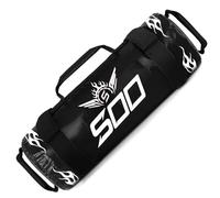 SOO Fitness Power Sandbag, Heavy Duty Sand Filled Workout Training Gym Bag with Strong Handles Weighted Slam Bag for Weight Lifting, Running, Powerlifting Exercises (Black, 25kg)