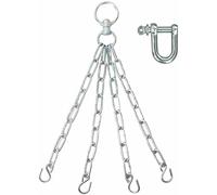 SOO Heavy Duty 4 Panel Punch Bag Chain With D Ring Wall Mount Punch MMA Training Bag Hanger 4 middle and 1 large snap hook for quick attachment, Silver