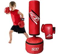 SOO Kid's Free Standing Boxing Punching Bag With Gloves For Martial Arts, Kick Boxing, Thai, Karate, MMA | Fitness, workout, Multi Gyms Home Practice Set (Red), 3ft to 4ft