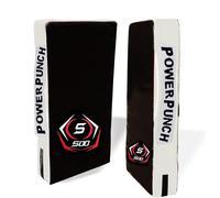 SOO Large Kick Shield Curved & Straight Pad | Shock Absorbing Gel Foam Shield For Martial Arts Training, UFC, MMA, Kickboxing and Karate | Heavy Duty PU Outer Cover (Straight, Black/White)