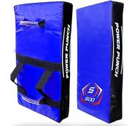 SOO Large Kick Shield Curved & Straight Pad | Shock Absorbing Gel Foam Shield For Martial Arts Training, UFC, MMA, Kickboxing and Karate | Heavy Duty PU Outer Cover (Straight, Blue/Black)