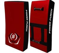 SOO Large Kick Shield Curved & Straight Pad | Shock Absorbing Gel Foam Shield For Martial Arts Training, UFC, MMA, Kickboxing and Karate | Heavy Duty PU Outer Cover (Curved, Red/Black)