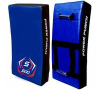 SOO Large Kick Shield Curved & Straight Pad | Shock Absorbing Gel Foam Shield For Martial Arts Training, UFC, MMA, Kickboxing and Karate | Heavy Duty PU Outer Cover (Curved, Blue/Black)