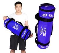 SOO Power Sandbag for Fitness Weights Training, Unfilled To 30kg Filled Power Bags with Handles, Weighted Bag for Strength Powerlifting Running Heavy Workout Home/Gym (Blue, 20KG)