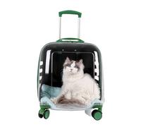 Sooar Transparent Pet Trolley Backpack Dog Rucksack Bag on Wheels Multi-Function Rolling Carriers with Adjustable Height Breathable Pet Travel Carriers for Cats & Dogs (Color : Green translucent)