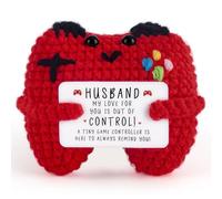 Soobeeke Mini Handmade Crochet Game Controller Gift for Husband - Cute for Husband or Wedding Keepsake with “My Love for You is Out of Control” Card