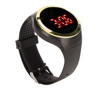 soobu Sport Digital Watch, Stylish Birthday Gift Flexible Red LED Student Digital Watch for Outdoor Camping (Gold)