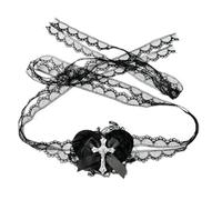 Soochat Gothic Eye Patch Mask Halloween Lace Heart Eye Patch Single Retro Black for Hallowmas Cosplay Masquerade Party Accessories