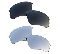 SOODASE For Oakley Flak Draft Sunglasses Black/Silver 2 Pairs Polarized Replacement Lenses