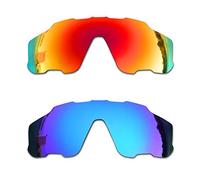 SOODASE For Oakley Jawbreaker Sunglasses Red/Blue 2 Pairs Polarized Replacement Lenses