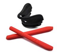 SOODASE Red Replacement Rubber Earsocks and Black Nose Pads For Oakley EVZero Sunglasses