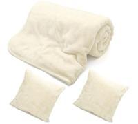 Soodie&Zuzu's Faux Fur Mink Throw for Sofa Bed Soft Fleece Warm Blanket with Matching Cushion Covers Cosy Throw Blankets Single Double King Luxurious Blankets Throws (Cream, Double 150X200 CM)