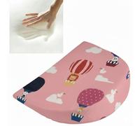 Soodie&Zuzu's Round Wedge Cushion 31×29×7.5 cm, Memory Foam Anti-Reflux Support Pillow with Breathable Washable Cover - BALLOON PINK