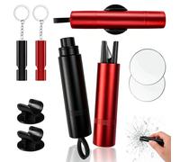 Soodyoow 2 Pack Car Safety Hammer, 2 in 1 Emergency Tool with Seat Belt Cutter & Window Breaker, Includes 2 Safety Whistles, Essential Auto Safety Kit for Car, Bus (Black/Red)