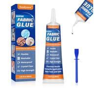 Soodyoow 60ml Fabric Glue, Extra Strong Permanent Fabric Adhesive, Waterproof, Clear, Machine Washable, No-Sew Adhesive for Clothes, Craft, Upholstery, Material, Craft Glue