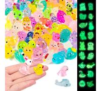 Soodyoow 60PCS Mini Luminous Resin Animals, Tiny Resin Glow In The Dark Animals, Little Small Animal Figures for Micro Fairy Garden Landscape, Dollhouse Decor, Aquarium Decor Crafts