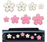 Soodyoow 8 PCS Daisy Flower Air Vent Clips, Cute Pink and White Car Air Fresheners, Easy Clip-on Vent Air Freshener for Car, Interior Decor Charm Accessories for Women Girls