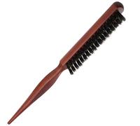 Soodyoow Boar Bristle Hair Brush, Teasing & Back Combing Brush, Smooths & Shines Straight, Curly, Wet & Dry Hair, Reduces Breakage & Static, Red-brown Wooden Handle, Unisex/All Ages